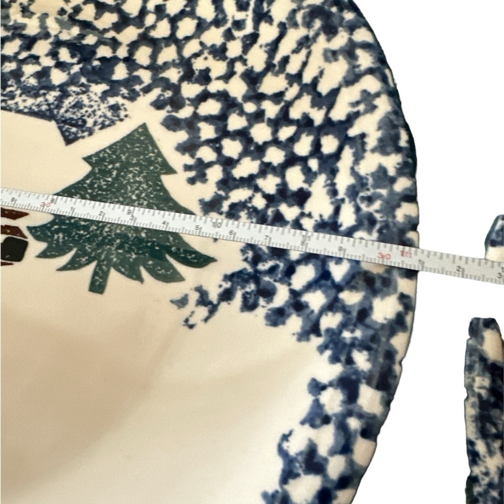 Folk Craft Cabin In The Snow By Tienshan serving platter and dinner plate - Picture 2 of 3